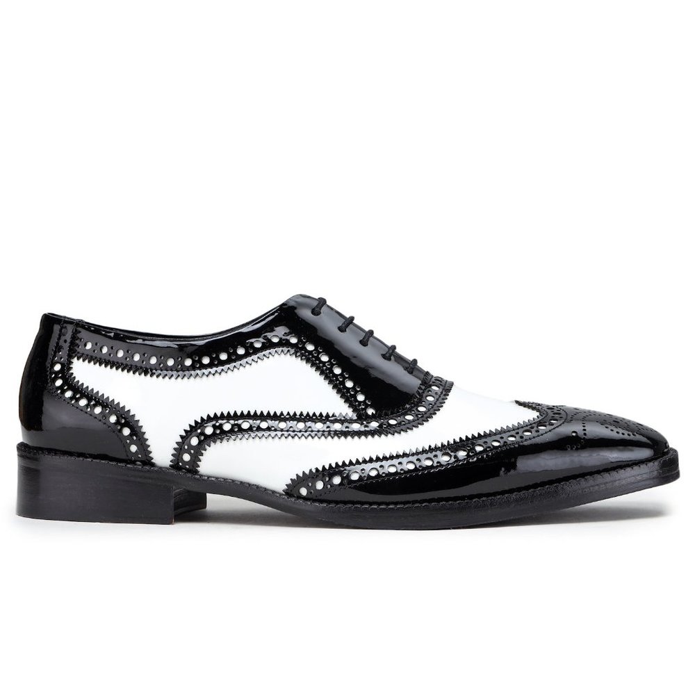 Bashwood Handmade Black & White Leather Brogue Oxfords
